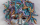 *MEDUSA* Dekomaske Größe 20 x 25 cm türkis rot grün lila-metallic silber gold Gips Kermin Acryl Küchenschwamm Wolle Federn Baumwolltuch Kordel Modeliermasse Eierschale Muscheln Sand gefertigt von Marion Heine Soulous Art