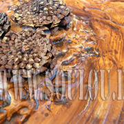 *Pinecone* Größe 40 x 50 cm Leinwand gespachtelt + Tannenzapfen gelb orange hellbraun braun Tannenzapfen Detail2 gefertigt von Marion Heine Soulous Art