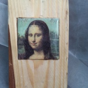 Mona Lisa Da Vinci Holzbbild Fliese Palette Bild Dekoration einzigartig Unikat made by Soulous Art
